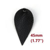 P2040 - 10 pcs. Black Faux Leather Dangle Charms Pendants - Pinch Leaf - Silver Tone Jump Ring - 45mm (1.77") - Great for Earrings or Dangles! Small