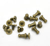 F004 - 50 Sets - Antique Bronze Spike Rivet Studs Spots- Screw - 9mm x 5.5mm - 7mm x 7mm - Strong!