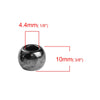BD520A - 20 pcs Gunmetal Metal Smooth Ball Spacer Beads - 10mm - Large Hole: 4.4mm - Fits European Cords and Paracord!
