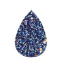 P729 - 10 pcs. Dark Blue Multicolor Glitter Faux Leather Dangle Charms Pendants - Teardrop - 55mm (2.17") - Great for Light Earrings! Double-Sided