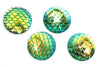 CA459 - 5 pcs Mermaid Fish Scales Resin Carved Embellishment Cabochons Yellow Green - 25mm (1 in)