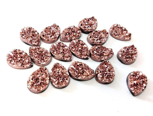 CA623 - 10 pcs Druzy Resin Embellishment Cabochons Champagne - 14x10mm - Teardrop - 14mm x 10mm - 3mm Thick