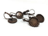 E518 - 10 pcs. Antique Bronze Earring Clips Settings Lever Back Bezels Cabochons - 12mm Glue Pad Setting