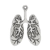 P747 - 5 pcs. Antique Silver Anatomical Organ Lungs Medical Charms Pendants - 39mm x 30mm (1 inch)