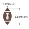 P237 - 10 pcs Brown and White American Football Ball Faux Leather Dangle Charms Pendants - Elongated Teardrop - Sports - 68mm (2.7") - Double-Sided