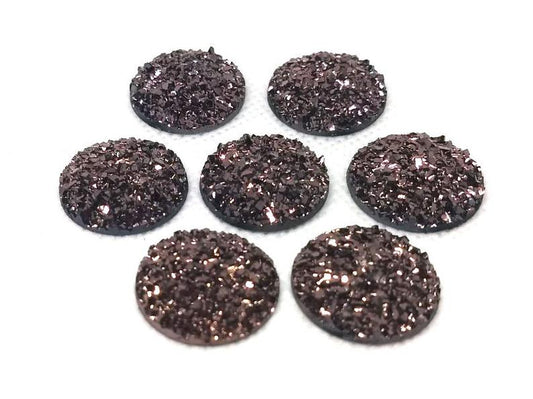 CA631 - 10 pcs Druzy Resin Embellishment Cabochons Champagne Rose Gold - 25mm (1 inch) - Dome Style