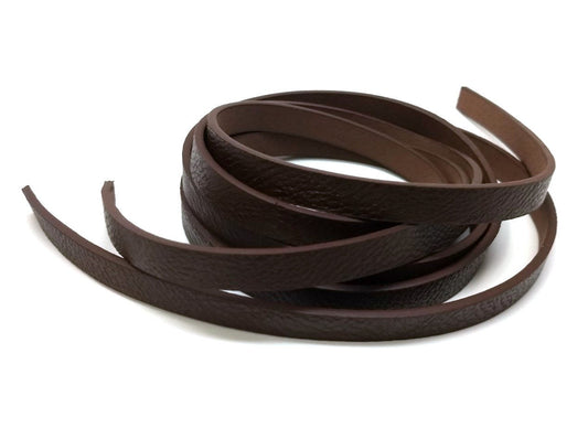N171 - 1M (3.28 FT) - Brown FLAT Faux Leather Jewelry Cord - 10mm Wide - SOLID