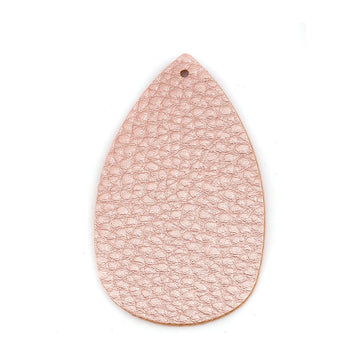 P1038 - 10 pcs. Metallic Pink Faux Leather Dangle Charms Pendants - Plump Teardrop - 58mm (2.3") - Great for Light Earrings! Double-Sided