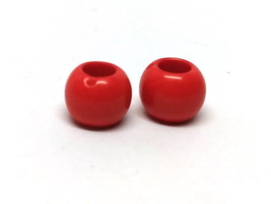 BD204 - 100 pcs Red Smooth Ball Spacer Beads - 10mm - Large Hole: 4.7mm - Fits European Cords and Paracord!