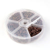 J186 - Assortment Box of Antique Copper Split Jump Rings 4mm, 5mm, 6mm, 7mm, 8mm, 10mm - 1mm-1.3mm Thick - Plastic Storage Box Included