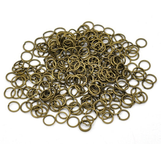 J194 - 1000 pcs Antique Bronze Open Jump Rings - 6mm - 21 Gauge (0.7mm Thick)