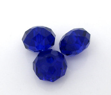 BD653 - 20 pcs. Sapphire Blue Crystal Glass Faceted Rondelle Beads - 8mm - Hole Size: 1.3mm