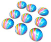 CA945 - 5 pcs Circle Feather Glass Round Dome Seals Tiles Cabochons - 25mm (1 inch) - Rainbow