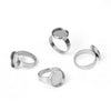 RB044 - 5 pcs. 304 Stainless Steel Silver Tone ADJUSTABLE Cabochon Setting Bezel RING bases settings - Ring Size 6.25 US - Glue Pad 12mm