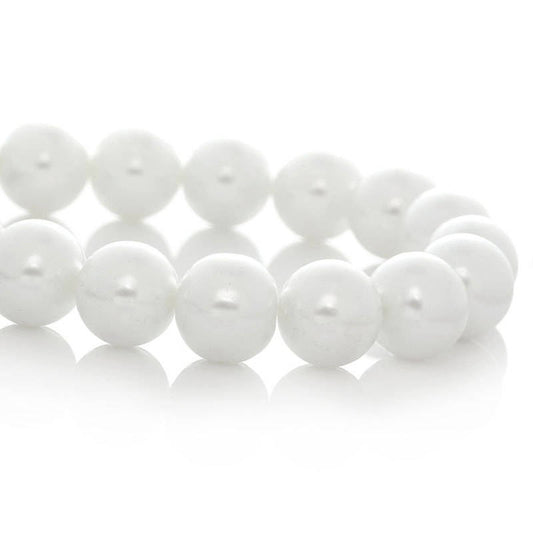 BD218 - 12mm White Glass Pearl Imitation Round Beads - 16 1/4 inch strand (Approx. 34 Beads) - Hole Size: 1mm