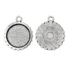 P483 - 10 pcs. Antique Silver Circle Round Bezel Cabochon Pendant Tags Trays - 16mm Glue Pad Settings - Design A