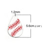P939 - 6 pcs. White Red Baseball Cowhide REAL Leather Dangle Charms Pendants - Teardrop - 56mm (2.2")-Great for Light Earrings or Dangles