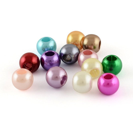 BD637 - 100 pcs Assortment of Colorful ABS Plastic Ball Spacer Beads - 12mm - Large Hole