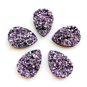 CA975 - 10 pcs Druzy Resin Embellishment Cabochons Champagne Rose Gold - 18x13mm - Teardrop - 18mm x 13mm - 4.5mm Thick