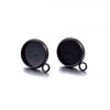 E881 - 10 pcs. 304 Stainless Steel Gunmetal Black Earring Posts Studs Settings Bezels Cabochons Tacks with Parallel Loop - 14mm Glue Pad Setting