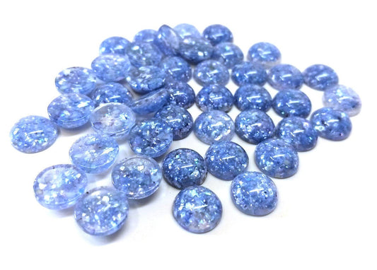 CA755 - 10 pcs Druzy Resin Embellishment Cabochons - 12mm - Glitter Style - Periwinkle Blue - Multicolor