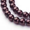 BD099 - 8mm Brown Coffee Glass Pearl Imitation Round Beads - 32 inch strand