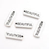P566 - 30 pcs. Antique Silver "Beautiful" Rectangle Charms Pendants - 21mm x 8mm - Hole Size: 2mm