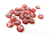 CA769 - 10 pcs Resin Round Embellishment Circle Cabochons Metal Foil Red, Green, Gold - 10mm - Multi-Color Glitter