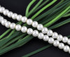 BD153 - 8mm White Glass Pearl Imitation Round Beads - 32 inch strand - Approx. 105 beads per strand