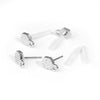 E724 - 10 pcs. (5 pairs) Silver Tone Earring Posts/Bases/Studs/Settings - Hammered Style - Hexagon - 9mm x 6mm Glue Pad - Hole Size: 1.5mm