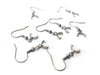 E756 - 6 pcs 316L Stainless Steel Earring Hooks with Spring and Ball - 28mm x 19mm - With Pinch Clips Bails - Silver Tone