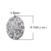 P602 - 10 pcs. Silver Faux Leather Dangle Charms Pendants - Oval - 41mm (1.6") - Great for Light Earrings, Necklaces or Dangles
