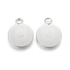 P2096 - 10 pcs. 304 Stainless Steel Silver Tone Circle Round Bezel Cabochon Pendant Tags Trays - 10mm Glue Pad - Single Loop - Single Sided