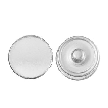 CL085 - 20 pcs. Silver Tone Chunk Bases Buttons - 18mm Glue Pad - Bezels for 18mm Cabochons / Glass Tiles