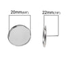 E409 - 10 pcs. Silver Plated Earring Posts Studs Settings Bezels Cabochons Tacks- 20mm Glue Pad Setting - Includes Rubber Backs!