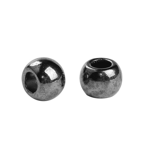 BD520A - 20 pcs Gunmetal Metal Smooth Ball Spacer Beads - 10mm - Large Hole: 4.4mm - Fits European Cords and Paracord!