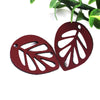 P674 -10 pcs. Maroon Dark Red Faux Leather Dangle Charms Pendants - Leaf - Leaves - 32mm (1.26") - Great for Light Earrings, Necklaces or Dangles