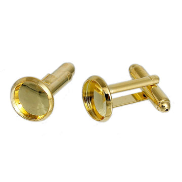 CU050 - Lot of 10 Gold Plated Cuff Links (5 pairs) - 12mm Glue Pad Bezel Setting