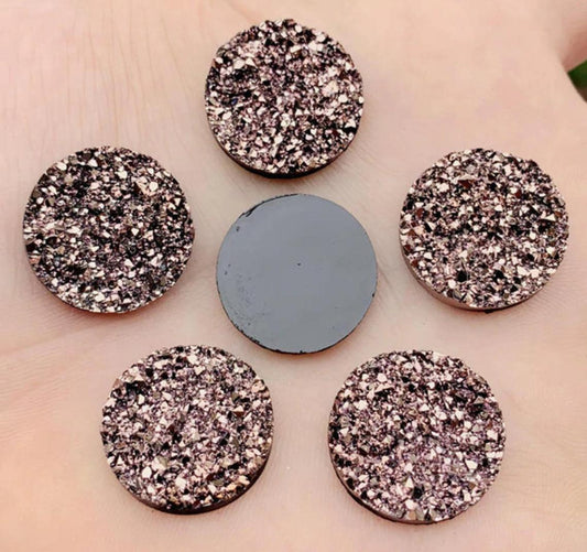 CA983 - 10 pcs Druzy Resin Embellishment Cabochons Champagne Rose Gold - 20mm - Coin Style