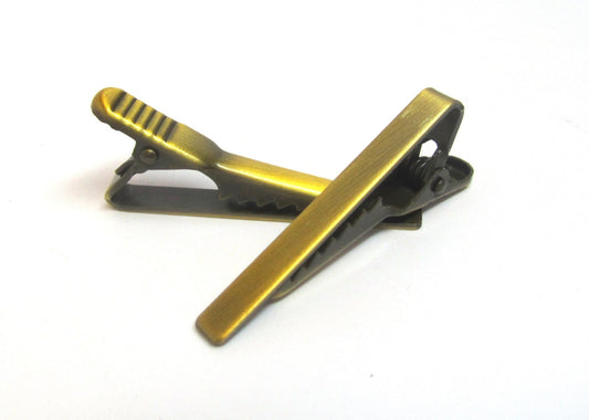 TC003 - 1 pc. Brass Plated Tie Bars/Clips - 40mm x 5mm Glue Pad