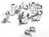 E514 - 10 pcs. Silver Plated Earring Posts Studs Settings Bezels Cabochons Tacks with Loop - 8mm Glue Pad Setting