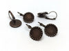 E518 - 10 pcs. Antique Bronze Earring Clips Settings Lever Back Bezels Cabochons - 12mm Glue Pad Setting