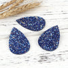 P729 - 10 pcs. Dark Blue Multicolor Glitter Faux Leather Dangle Charms Pendants - Teardrop - 55mm (2.17") - Great for Light Earrings! Double-Sided