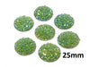 CA632 - 10 pcs Druzy Resin Embellishment Cabochons Green Multicolor Iridescent - 25mm (1 inch) - Dome Style