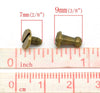 F004 - 50 Sets - Antique Bronze Spike Rivet Studs Spots- Screw - 9mm x 5.5mm - 7mm x 7mm - Strong!