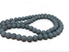 BD186 - 40 Beads - 10mm Gray Rubberized Glass Round Beads - 15.7" strand - Approx 40 beads per strand - Hole Size: 1.3mm