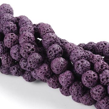 BD617 12mm Purple Stone Lava Round Beads - 15.4" strand - Hole Size: 1mm - 33 pcs. - Natural