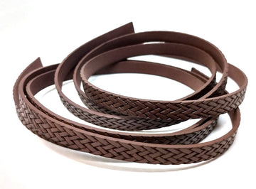 N172 - 1M (3.28 FT) - Brown FLAT Faux Leather Jewelry Cord - 10mm Wide - BRAIDED