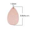 P1038 - 10 pcs. Metallic Pink Faux Leather Dangle Charms Pendants - Plump Teardrop - 58mm (2.3") - Great for Light Earrings! Double-Sided