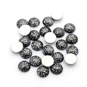 AC0001B - 100 pcs Druzy Acrylic Embellishment Cabochons - 12mm - Spotted Style - Black White